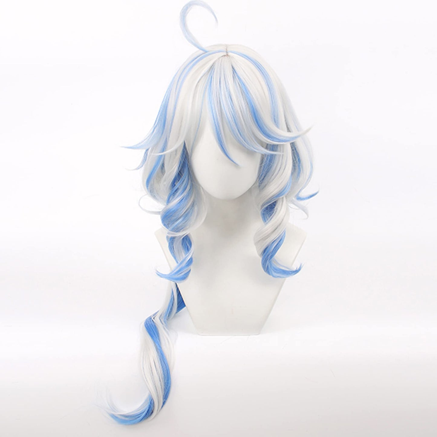 maysuwell Furina Cosplay Wig Genshin Impact Focalors Fontaine Wigs Long Blue Mixed White Hair Synthetic Fabric with Free Wig Cap for Women Comic Con, Cosplay Show