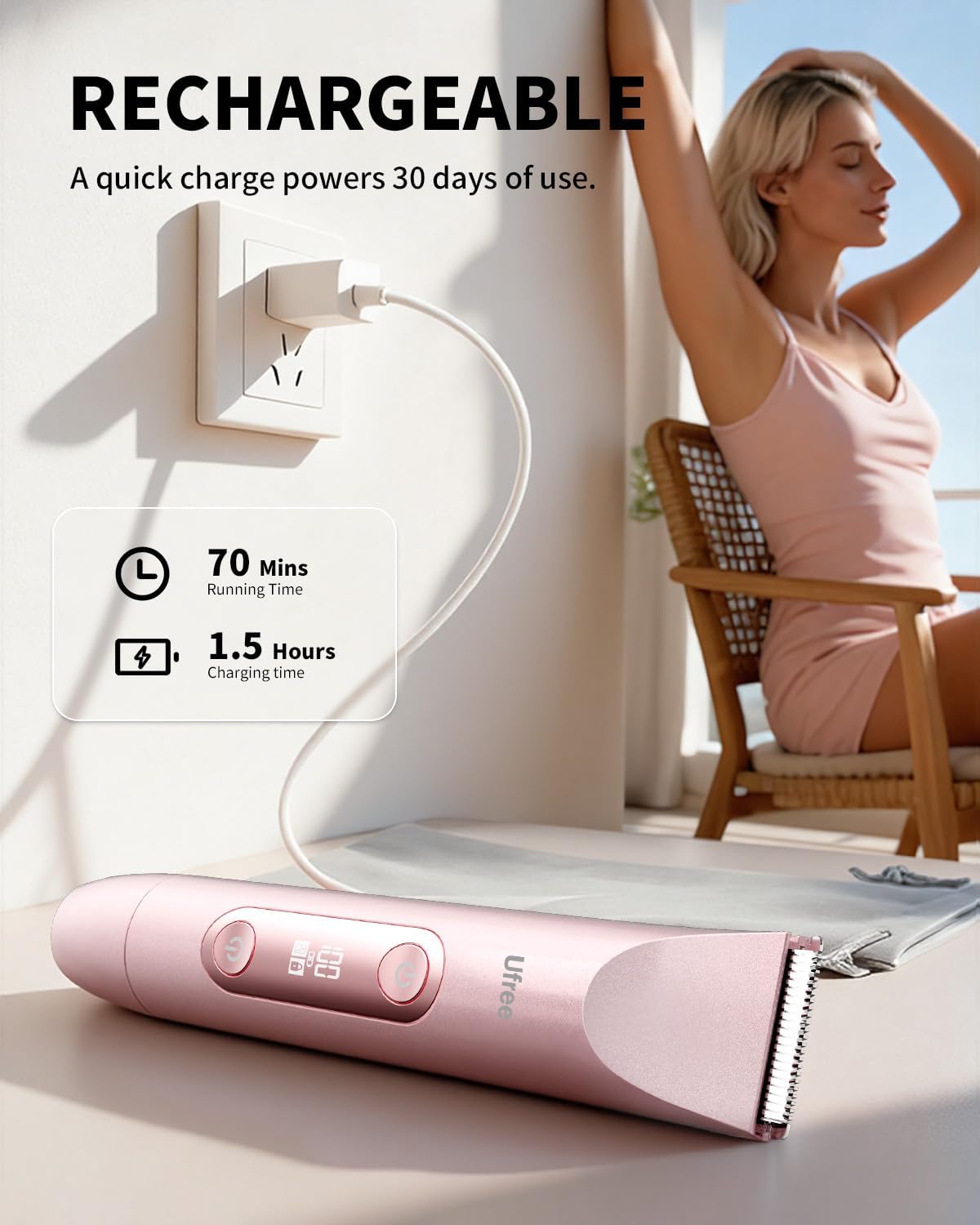 Ufree Bikini Trimmer - Electric Dual Head Razor for Women | Waterproof Rechargeable Shaver for Body & Face