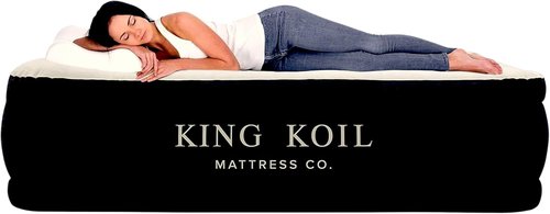 King Koil Queen Air Mattress - Luxury Pillow Top with Built-in Pump | Waterproof, 20" Height, Ideal for Home & Camping