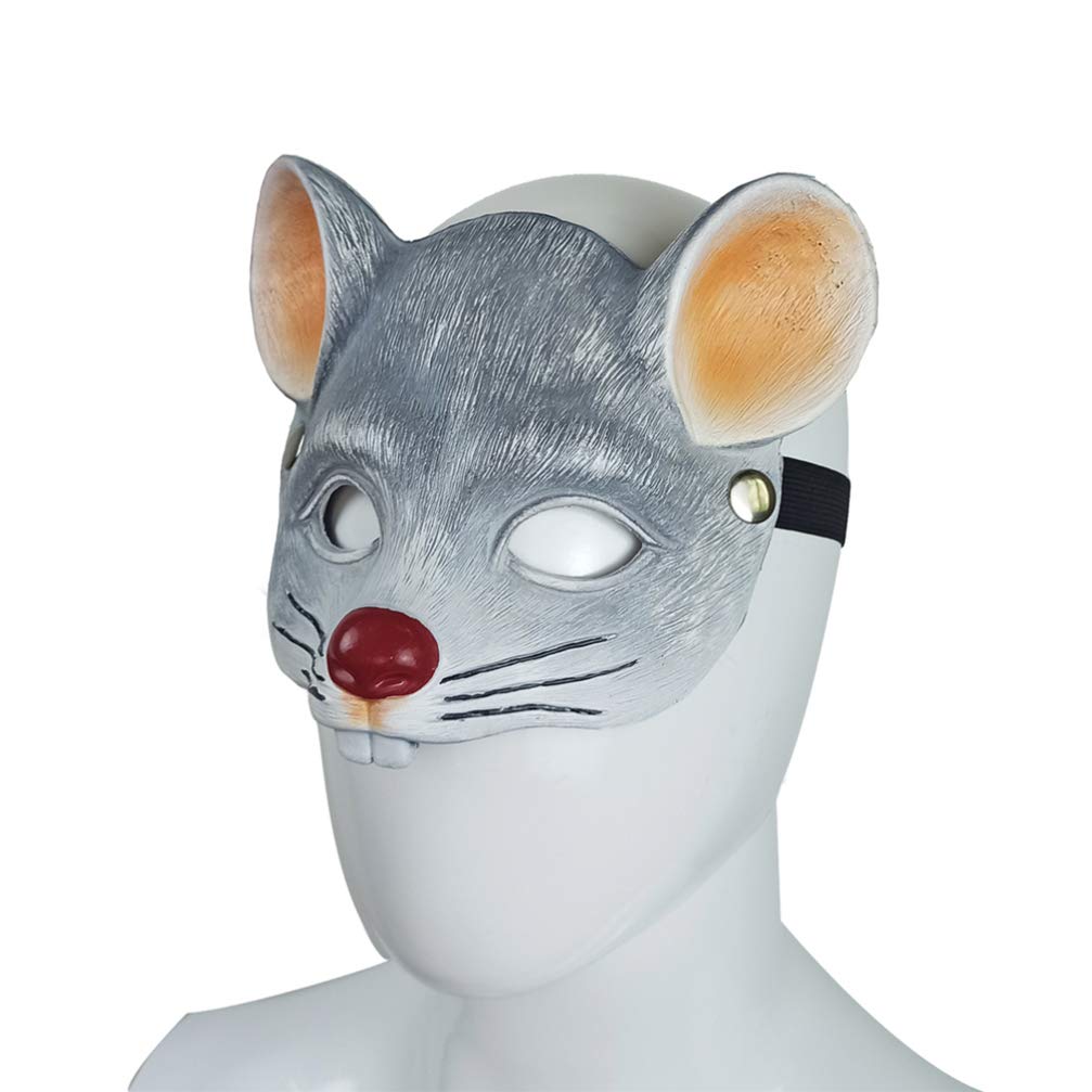 NOLITOY Rat Mask Rat Head Masks Animal Masks for Halloween Costume Party Props Light Grey