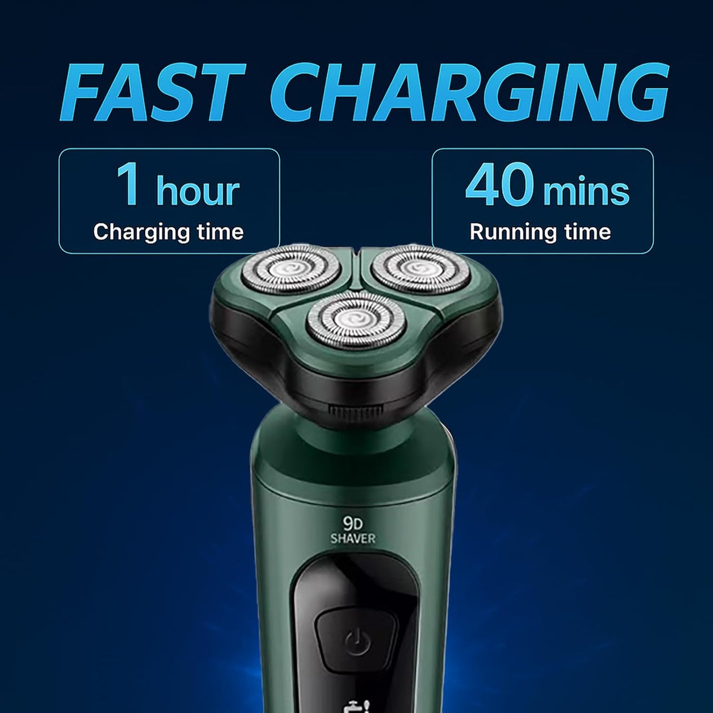 Skiennix Electric Razor - 3D Floating Heads Rotary Shaver | USB-C Rechargeable & Travel-Friendly (Green)