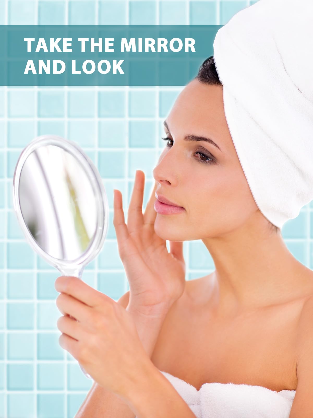 Macaki Hand Mirror, Double-Sided 1X/30X Magnifying Mirror with Handle, Acrylic, 8.3" L x 4.5" W, Clear, Pack of 1