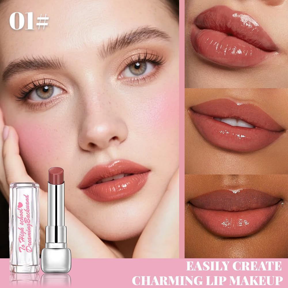 Skiennix Plumper Moisturizing Butter Lipstick - Nourishing Hydrating Lip Balm | 2-Pack Pale Nude & Orange