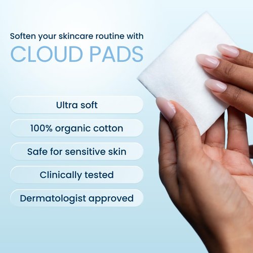 Clean Skin Club Cloud Pads - Ultra-Soft 100% Organic Cotton Face Pads | Dermatologist-Approved Makeup Remover & Toner Applicator, 60 Count
