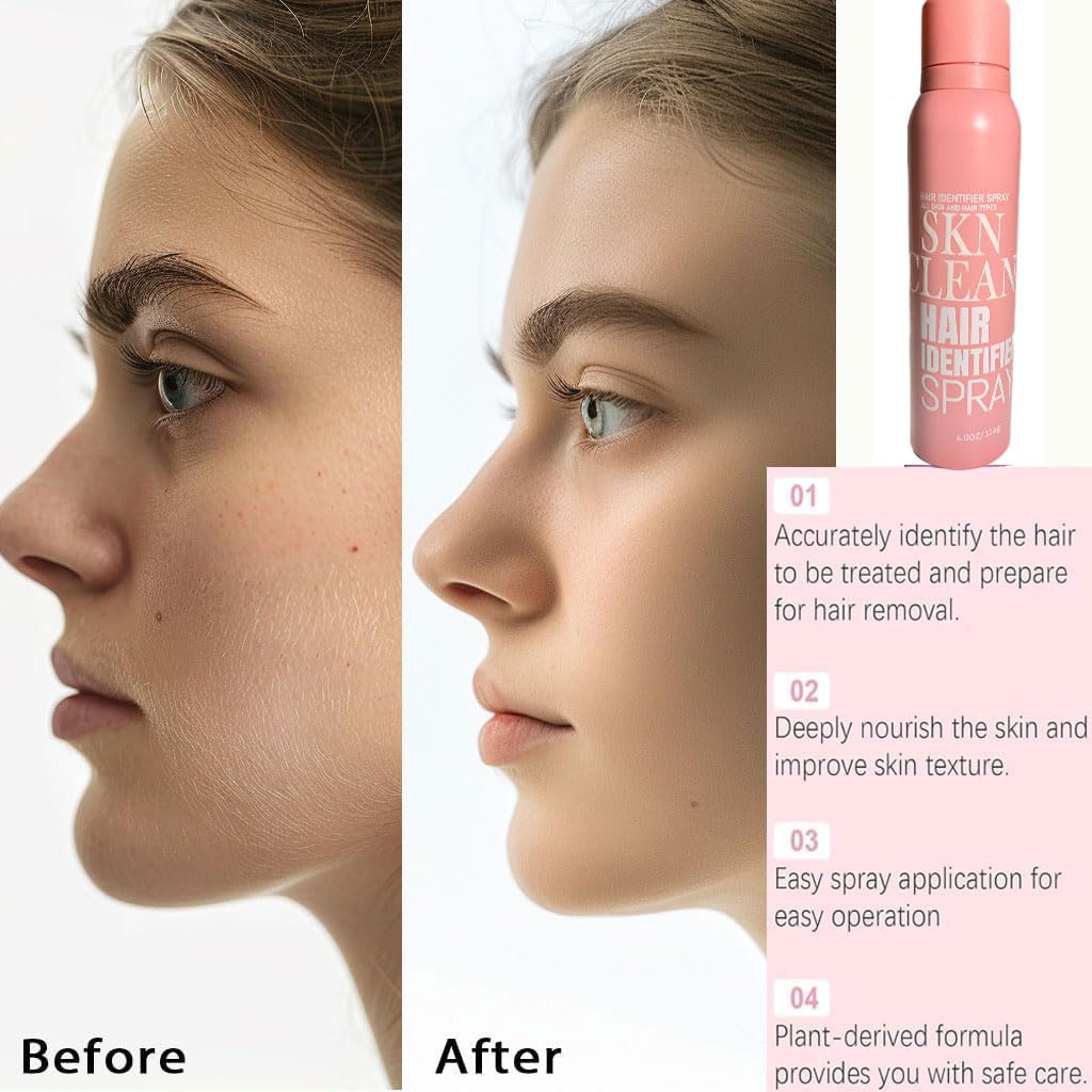 SKN Hair Identifier Spray for Face Shaving, Aerosol Powder Spray with Razor, Skin Body Face Hair Identifying Spray for Women Shaving -4OZ