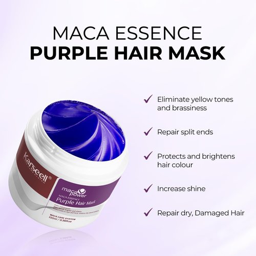 Karseell 3.38floz 100ml Purple Hair Mask Professional Neutralizes Brass & Yellow Tones For Blonde Silver Gray Highlighted Hair