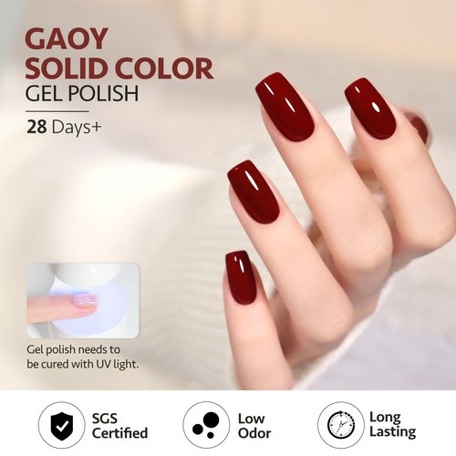 GAOY Red Gel Nail Polish, 16ml Soak Off Gel Polish, UV Light Cure for Nail Art DIY Manicure at Home, 1008 Crimson Red