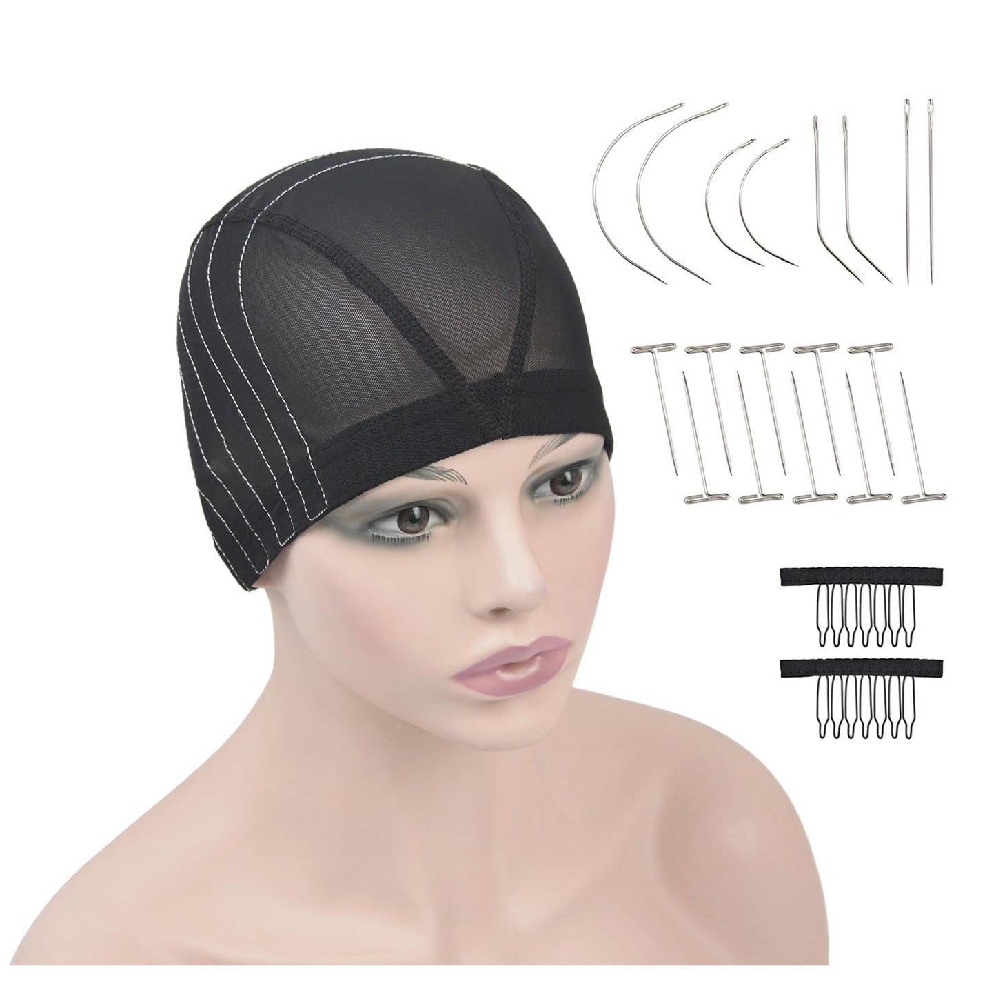 Mesh Dome Caps Wig Cap with Guideline Map for Wig Making Stretchable Wig Caps for Beginners Making Wigs (13x4 M)