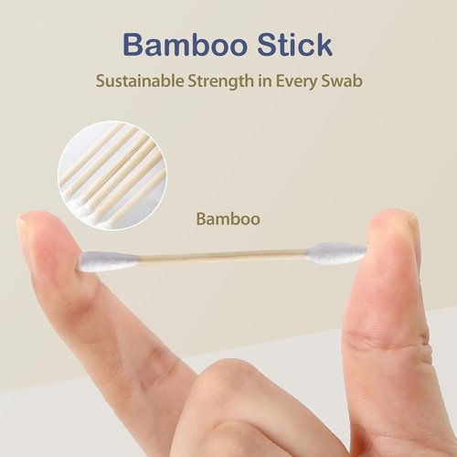 Ourmed Life Cotton Swabs - Biodegradable Bamboo & Cotton, Hypoallergenic Double-Tipped Swabs (1000 Ct)