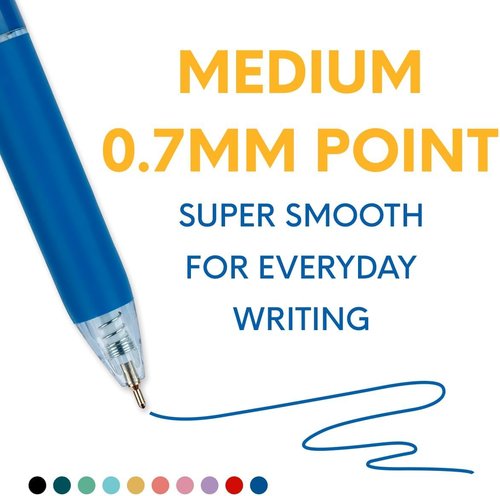 FLEXOFFICE Retractable Ballpoint Pens - 10-Count Assorted Pastel Colors with Soft Grip | Perfect Christmas Gifts