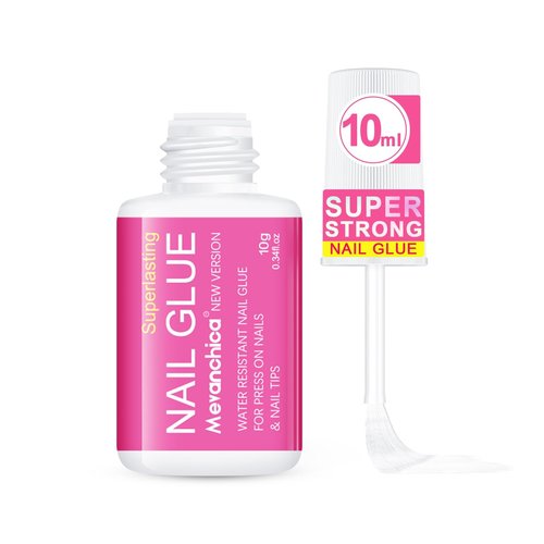 Mevanchica Super Strong Nail Glue, Nail Tips & Acrylic Fingernails Brush Tip Applicator for Press On Nails, Extra Strong Long Lasting for False Nails