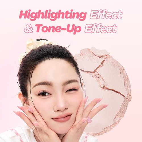 I'M MEME Compact - Tone-Up Pact | Korean Setting Powder for Pink Blur Effect, 0.35 Oz