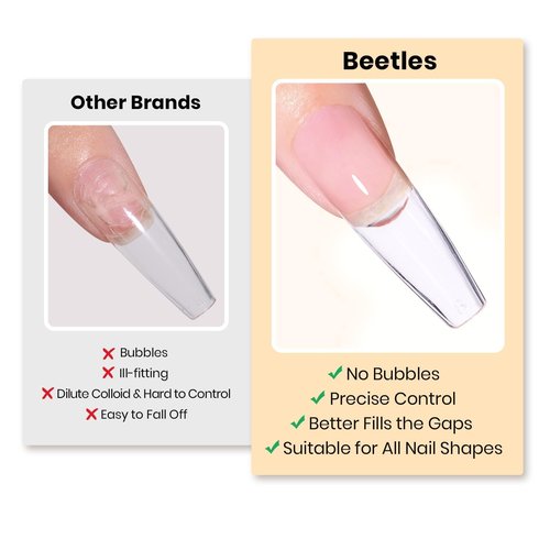 Beetles Solid Nail Glue Gel for False Tips, 15g Strong Adhesion for Clear Press on Acrylic Tips, Hard Gel 3D Sculpting for Spring Nail Art UV Light Cured
