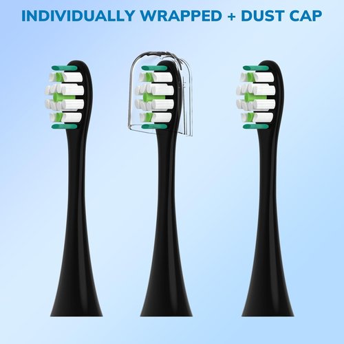 Philips Sonicare Replacement Toothbrush Heads - 8 Pack of Soft Gentle Bristles for Click-On Electric Toothbrushes (Black)