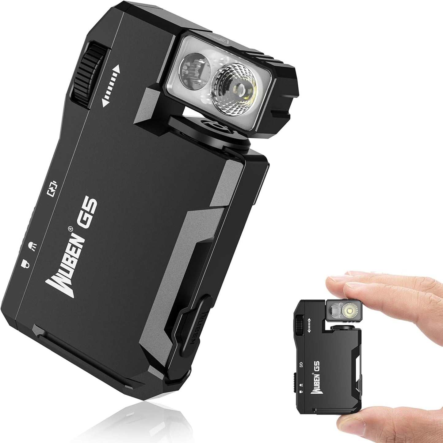 WUBEN G5 Rechargeable EDC Flashlight - 400 Lumens Mini Flashlight with RGB Light | Portable & Magnetic Keychain (Black)