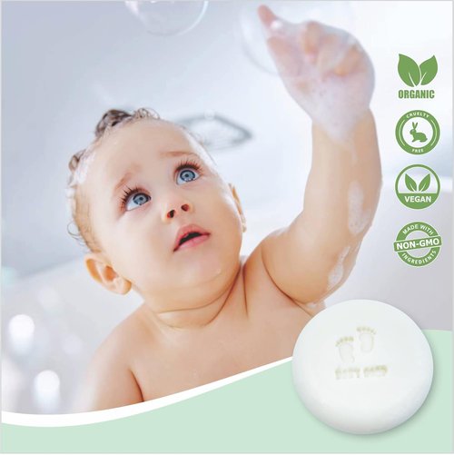Relaxcation Unscented Baby Soap Bar - Organic Cold Process Soap with Coconut Oil & Cocoa Butter - Gentle for Newborns & Kids