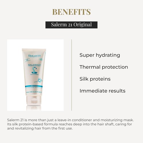 Salerm Instant Hair Conditioner 21 - Silk Protein Leave-In or Rinse-Out - 100 ml Hydrating Heat Protector