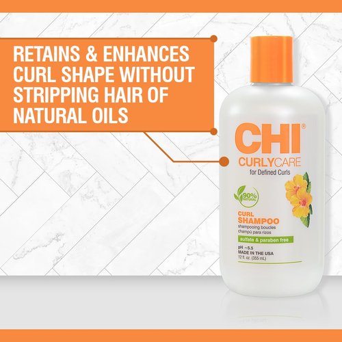 CHI CurlyCare Curl Shampoo - Hydrating Formula Reduces Frizz & Boosts Elasticity | 12 Oz