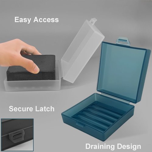 Elimeta Soap Container, Shower Square Bar Holder Fit Handmade Soap, Travel Soap Case (Matt Black)