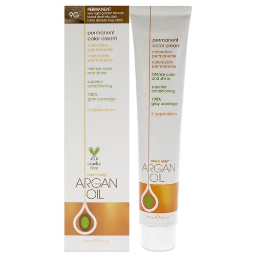 One N' Only Permanent Hair Color - Argan Oil Infused Dye for Rich Tones & Gray Coverage - 9G Very Light Golden Blonde (3 oz)