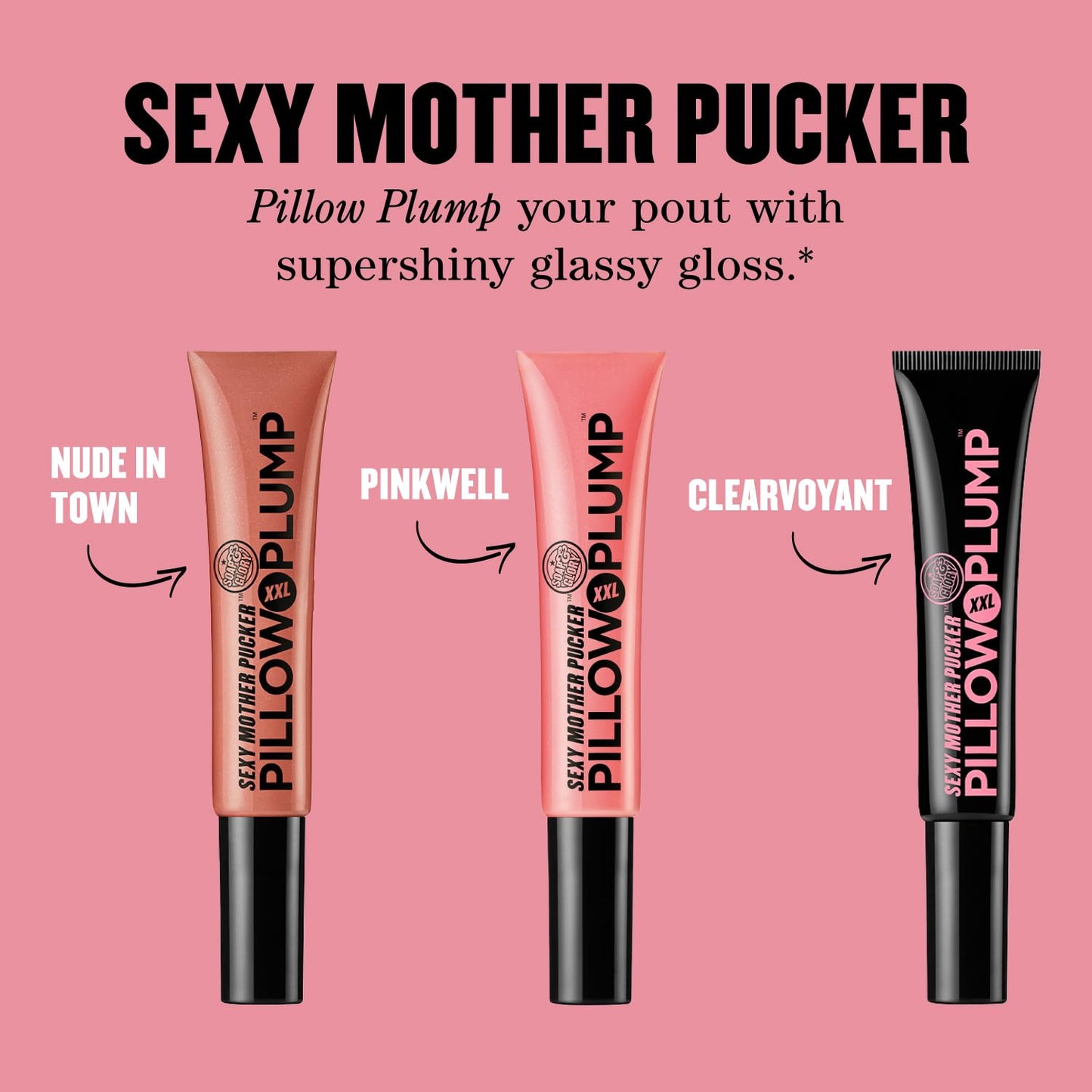 Soap & Glory XXL Pillow Plump Lip Gloss - Hydrating & Volumizing Formula with Chocolate Orange Scent - Nude In Town (10ml)