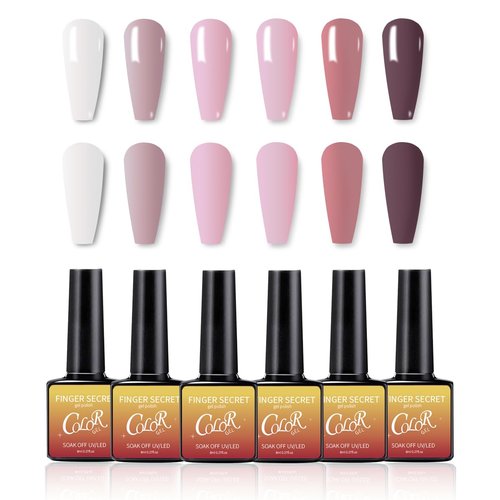 finger secret Gel Nail Polish 6 Color Kits Long Lasting Shine Gel Polish Wide Color Range Nail polish Set Professional Manicure Kit Salon DIY Nail Polish for Nail Art Beginners (color-01)