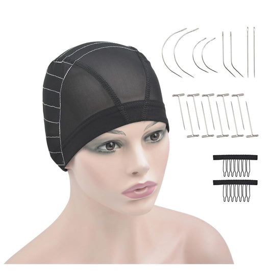 Mesh Dome Caps Wig Cap with Guideline Map for Wig Making Stretchable Wig Caps for Beginners Making Wigs (13x4 M)
