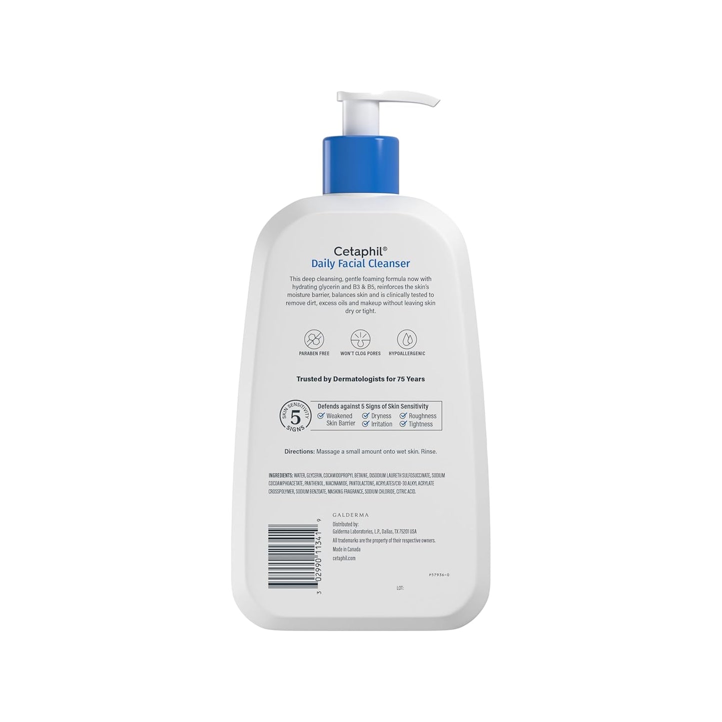 Cetaphil Daily Facial Cleanser - Gentle Foaming Face Wash for Sensitive Skin | 20 oz, Soap-Free, Hypoallergenic