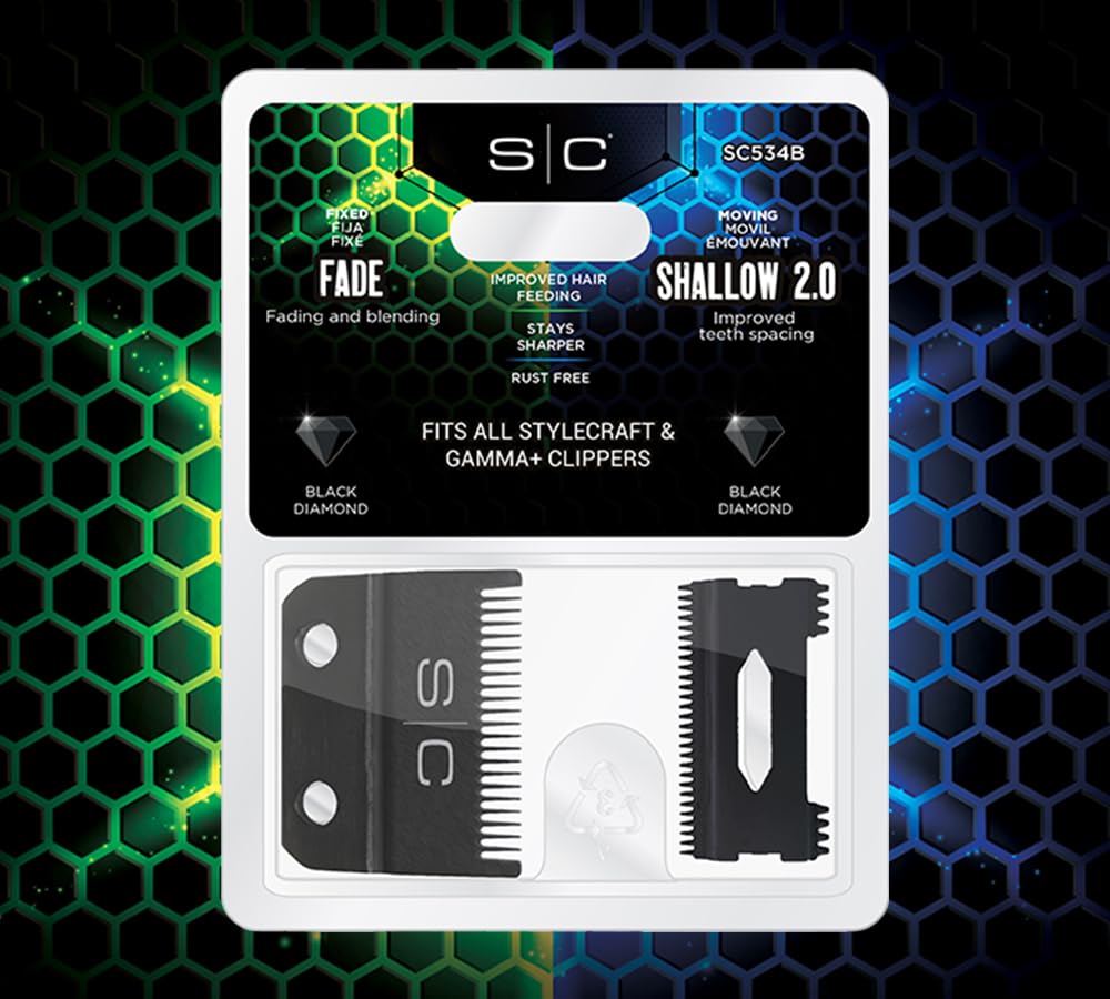 StyleCraft Replacement Hair Clipper Blade Set - Professional Grade Fixed & Moving Blades
