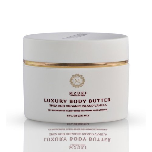 MZURI Body Butter - Whipped Shea & Island Vanilla Blend, Fast-Absorbing Moisturizer for Glowing Skin - 8 Fl. Oz