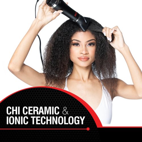 CHI Volumizer 4-in-1 Blowout Brush - Ceramic Ionic Hair Dryer with 4 Attachments, 1000W, Black