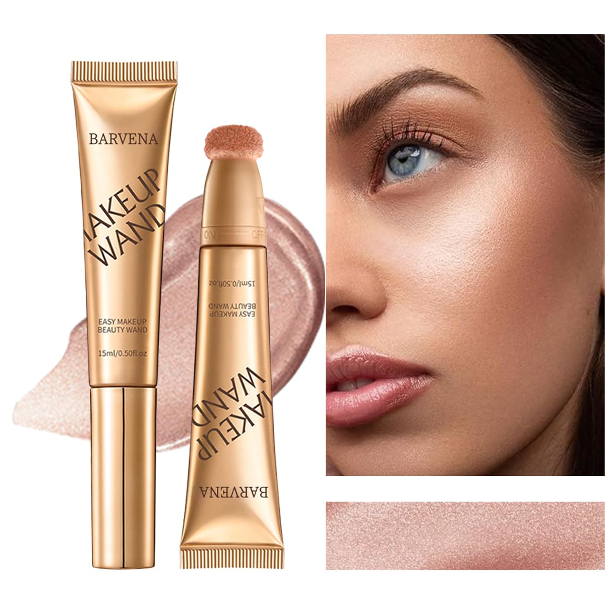 Skiennix Liquid Highlighter Wand - Luminous, Buildable Formula for Glowing Skin | Vegan & Cruelty-Free (Bare Rosé)