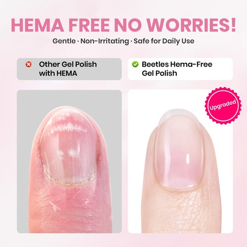 Beetles 2 Colors 10ML HEMA-Free White Pink Gel Nail Polish Kit with U V Light, 6 Pcs Gel Polish Set French Tips DIY Manicure Kit with Base & Top Coat Soak Off Home Salon Gifts for Women Girls Teens