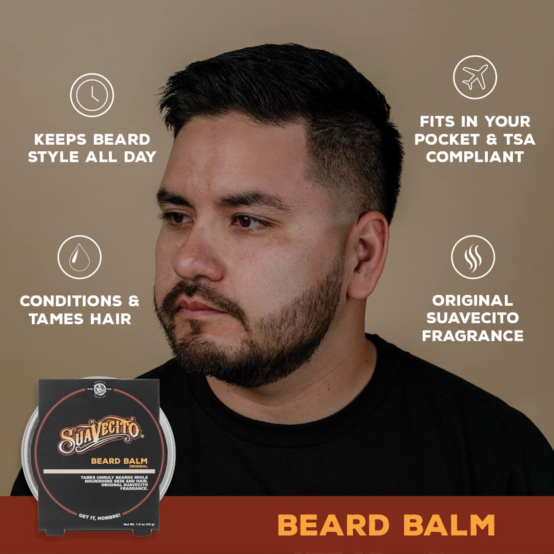 Suavecito Beard Balm | Original Scent 1.5 oz - Nourishes & Conditions Hair and Skin, Eliminates Dryness
