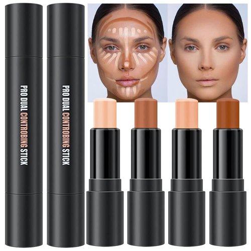 Evpct Contour Stick Makeup Set - 4 Colors Cream Contouring Palette for Beginners | Concealer & Highlighter