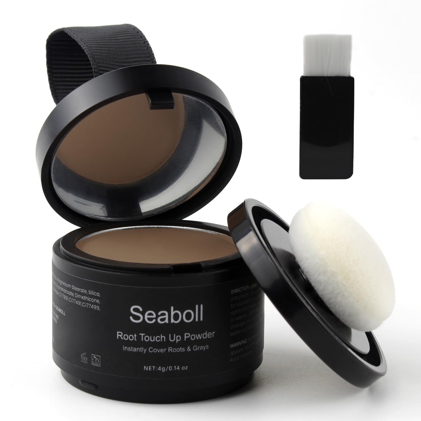 Seaboll Root Touch Up Powder, Instantly Root Cover Up Powder Stain-Proof Hairline Powder for Women & Men Hairline Shadow Powder 0.14 Oz.(B-Light Brown)