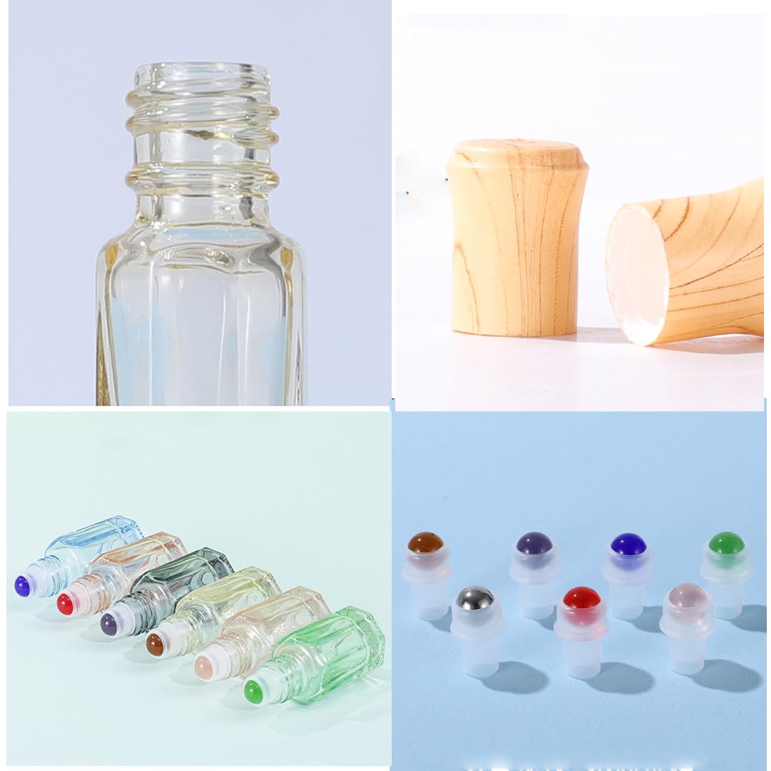 GBSTORE 8 Pcs Glass Essential Oil Roller Bottles, 3ml Travel Cosmetic Perfume Sample Containers Roll on Bottle,Refillable Colorful Sample Vials Empty Containers for Perfume,Lip Oil