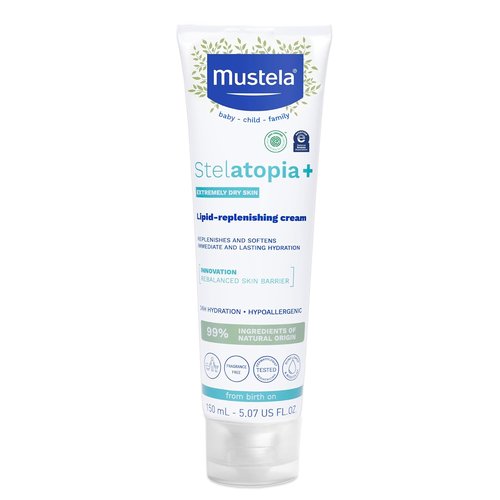 Mustela Stelatopia+ Lipid-Replenishing Cream - Eczema Moisturizer with Natural Sunflower Oil - Fragrance-Free for Babies, Kids & Adults
