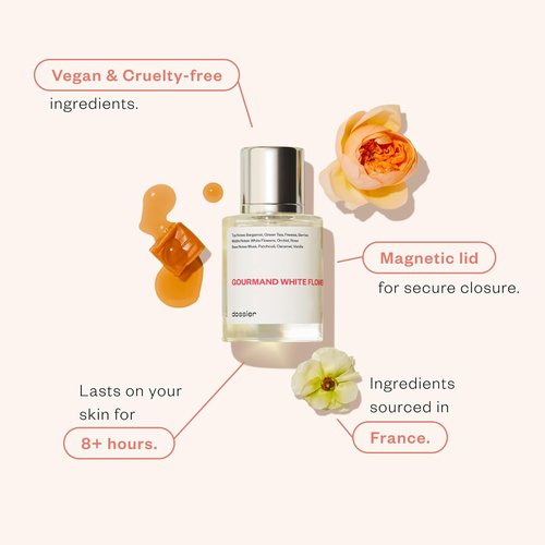 Dossier Gourmand White Flowers Eau de Parfum - Inspired by Flowerbomb - Luxury Vegan Perfume 1.7 Fl Oz