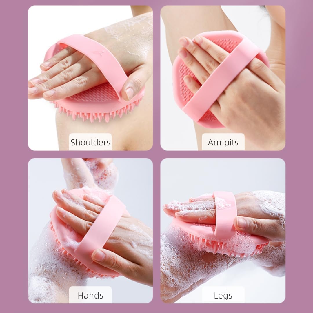 Silicone Body Scrubber for Body, Premium Soft Silicone Body Scrubber Shower Bath Brush with Non-Slip Hand Strap, Lather Nicely, Long Lasting, Gentle Exfoliating, for All Skin Type
