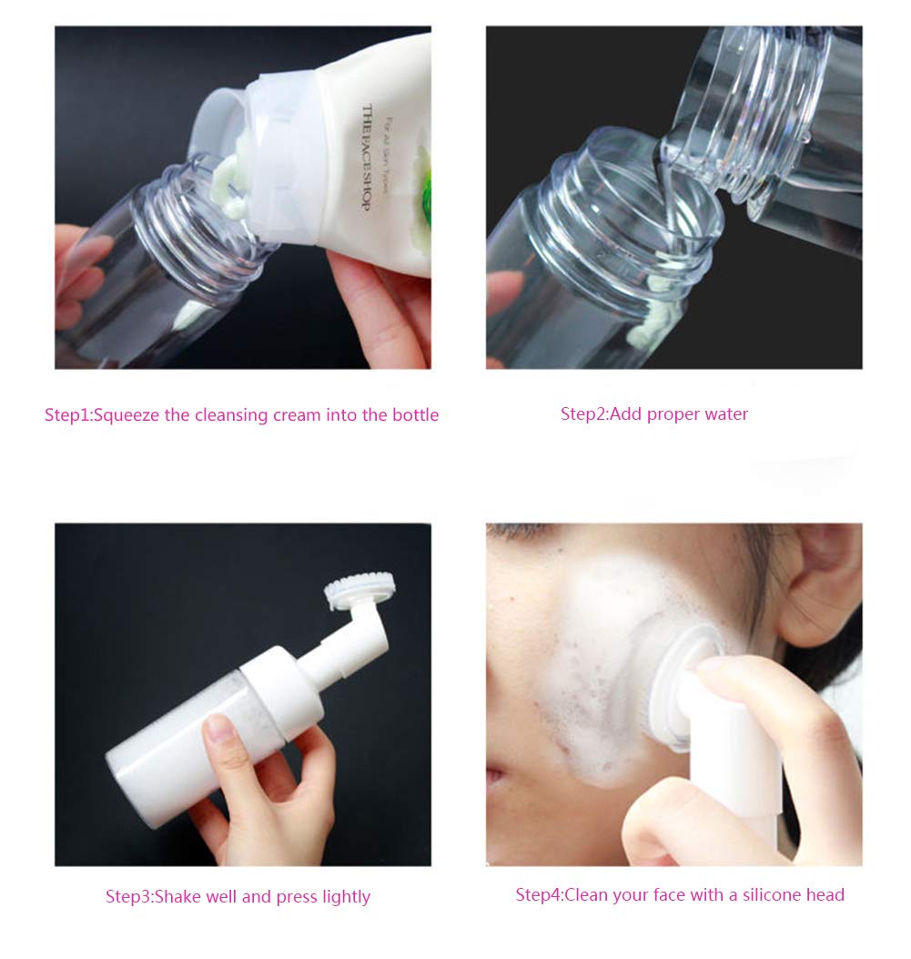 GBSTORE 1 pc 150ml Empty Facial Cleanser Foaming Bottle Mousse Foam Gel Head Wash Brush Foam Bottle Pressure Type Cleansing Milk Beater,Mini Foaming Soap Pump Dispenser