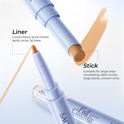 SACE LADY 2-in-1 Full Coverage Concealer Pen - Ultra Precise, Waterproof Dual-End Stick for Dark Circles & Blackheads | Lightweight (#01 Light Natural)