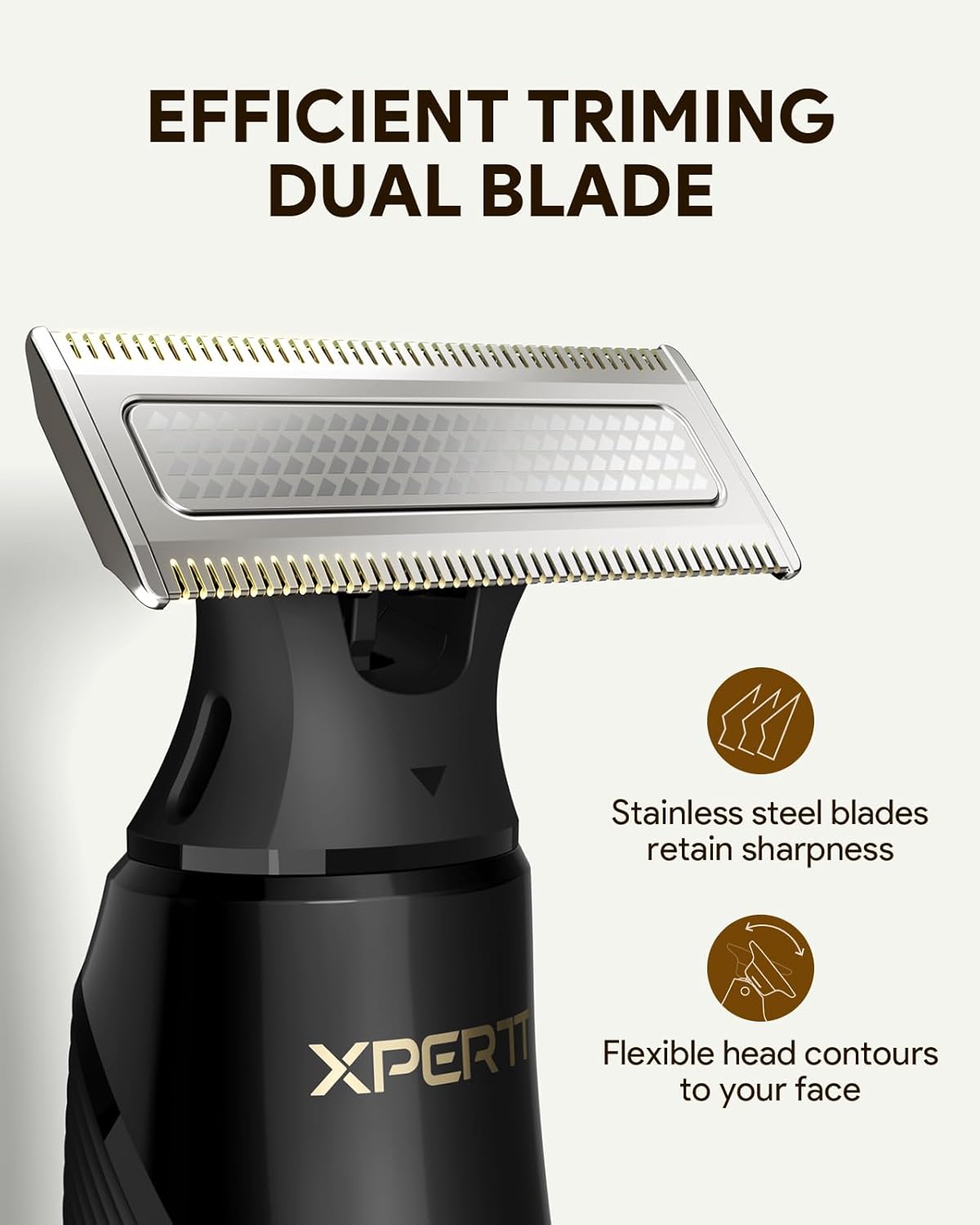 Xpert T Electric Beard Trimmer & Shaver - Integrated Magnetic Design, Travel Case Included, Adjustable Combs, Black