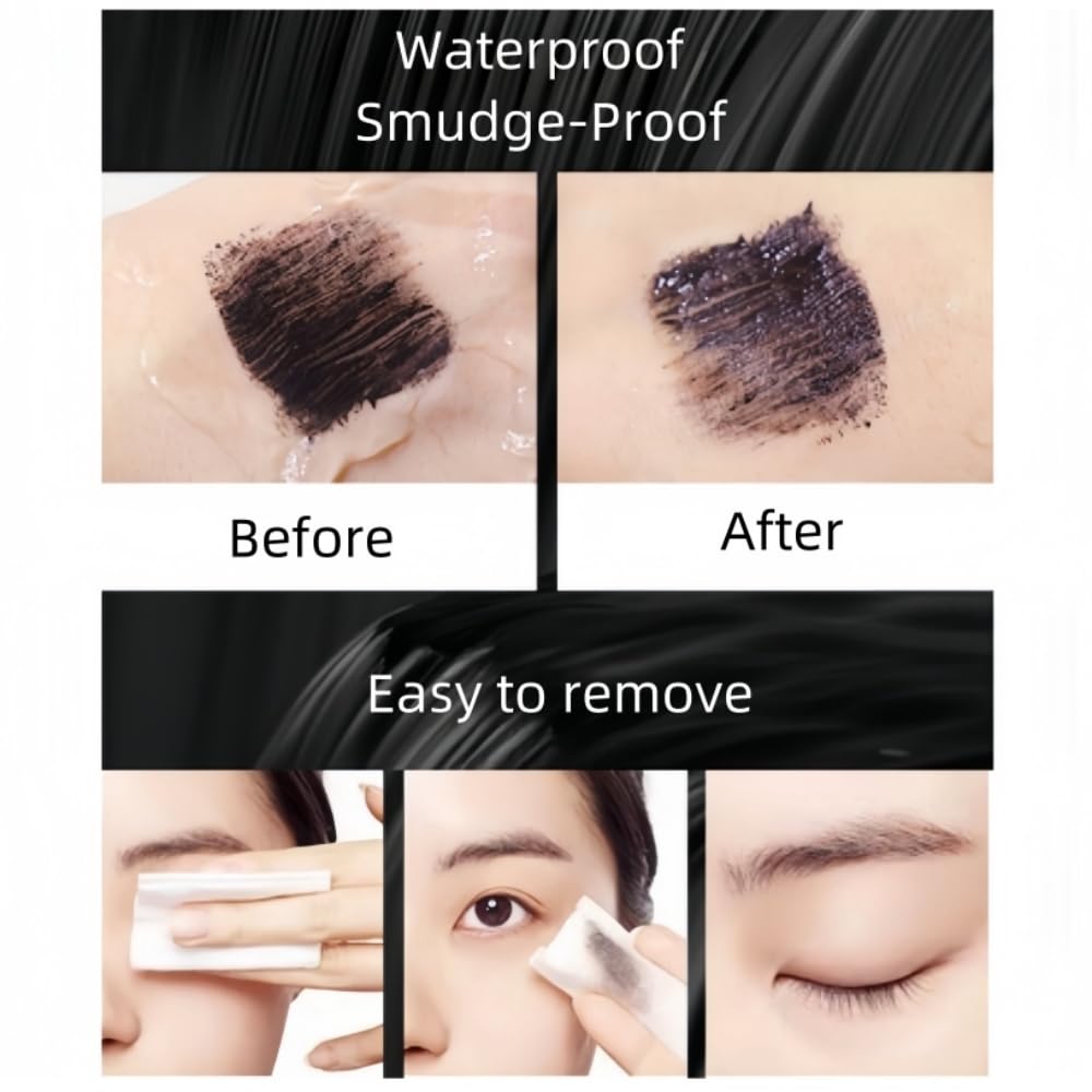 Skiennix Black Mascara - Comb Brush for Defined, Clump-Free Lashes | Waterproof, Volume & Lengthening