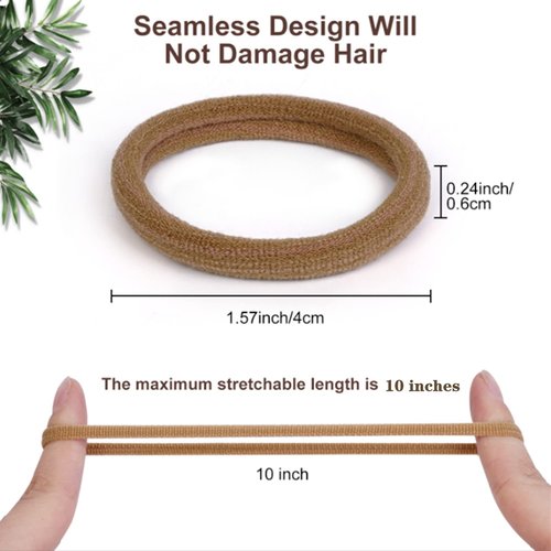 Pimoys 50 Pcs Elastic Hair Ties, Thick Seamless Hair Bands No Damage Soft Ponytail Holders Hair Accessories for Girls Women, Black