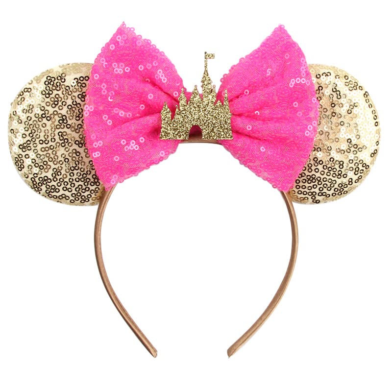 AQOKKA 1 Pcs Mouse Ears Headbands with Bow for Birthday Party, Hair Hoop Party Decoration Cosplay Costume Hair Accessories for Women & Girls