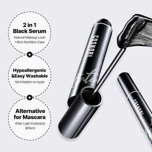 COSNORI Eyelash Tinting Serum 01 Deep Black - Boost Length & Thickness - Vegan & Irritation-Free 0.3 fl. oz / 9g