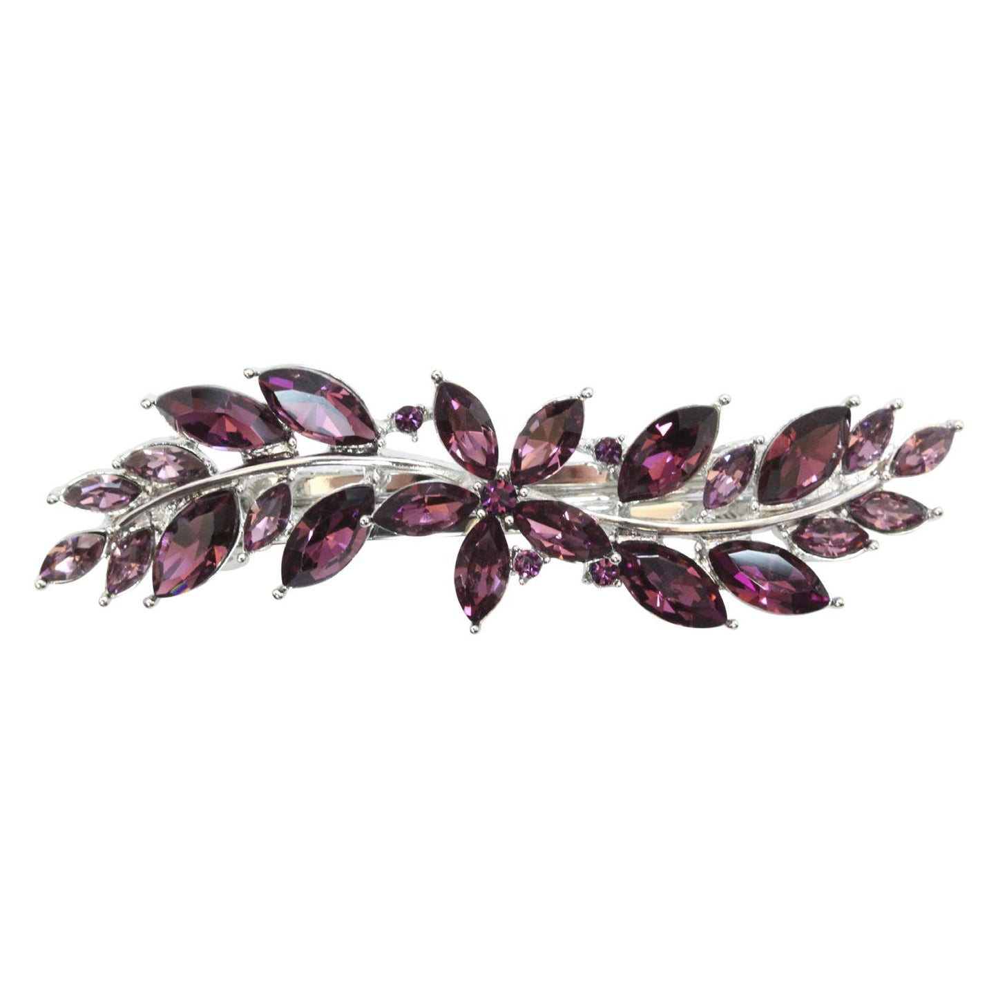 Faship Gorgeous Purple Rhinestone Crystal Small Floral Hair Barrette Clip