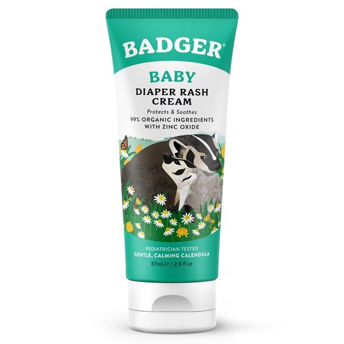 Badger Baby Diaper Rash Cream - Natural Zinc Oxide Skin Barrier with Organic Sunflower Oil | 2.9 fl oz