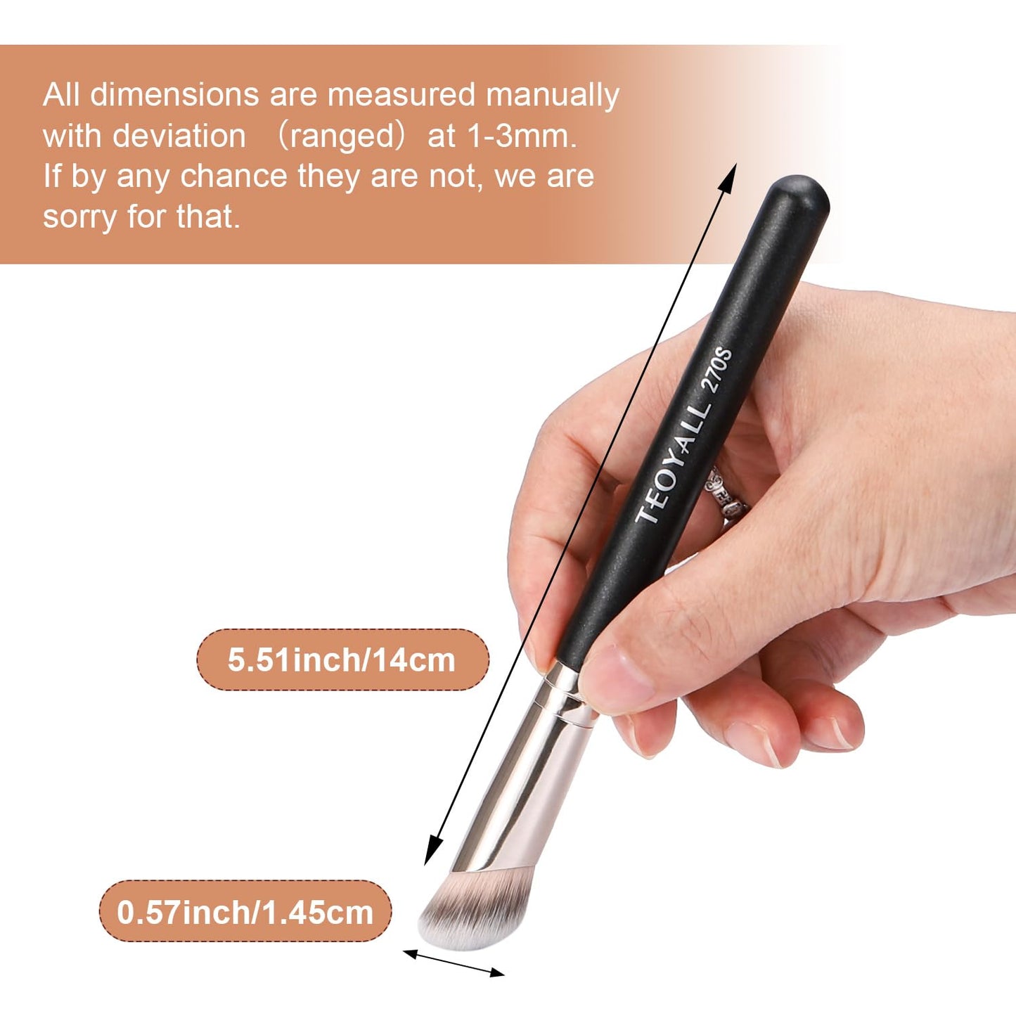 TEOYALL Under Eye Concealer Brush - Angled Synthetic Kabuki Brush for Blending & Buffing (270S)